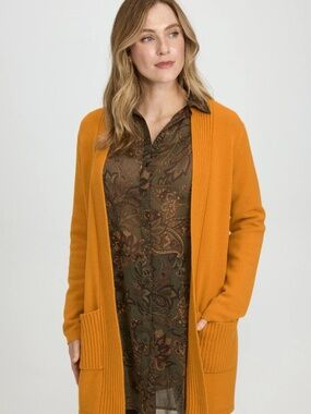 NWOT Laura Pocket Knit Open Ribbed Long-Sleeved Cardigan in Spicy Ginger Medium